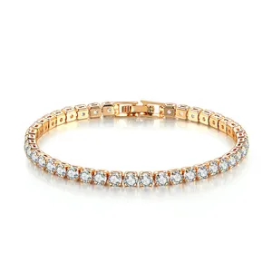 Wholesale 18K White Gold Copper Chain Cubic Zirconia Women Diamond Tennis Bracelet