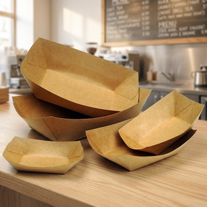 Carpeta de Papel Recubierto con Materiales Reciclados Desechables con Barnizado para Uso en Comida Rápida, Ensaladas, Bocadillos, Sushi, Forma Personalizable - Product Image 1