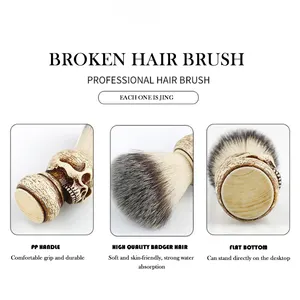 Masterlee Swept Face Brush Set Skull Head Handle Badger Beard Brush Armor Bowl For Men