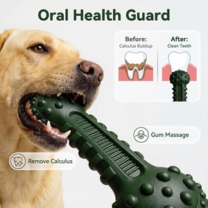 Jouet à mâcher en caoutchouc durable pour chiens, grande taille, couleur verte unie, jouet interactif pour animaux de compagnie pour une utilisation en intérieur - Product Image 2