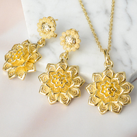 Ensemble de bijoux de haute qualité en cuivre pour femmes, collier et boucles d'oreilles plaqués or 14 carats, cadeau de mariage, de fiançailles ou d'anniversaire