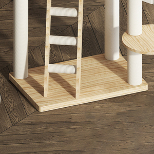 Arbre à chat en bois pour le commerce international, modèle Tournesol, avec poteau en sisal, pour grands chats. Vente en gros, personnalisation prise en charge. - Product Image 5