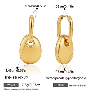 Waterproof Delicate Elegant Stainless Steel 18K PVD Gold Plated Gold and Silver Mixed Geometric <b>Small</b> Huggies <b>Earrings</b> Jewelry - Product Image 5