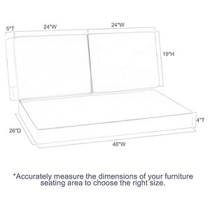 Patio Furniture Cushions Blue Sofa <strong>Bench</strong> Couch <strong>Pads</strong> 46 X 26 Inch Waterproof Outdoor Loveseat Cushion Set - Product Image 6