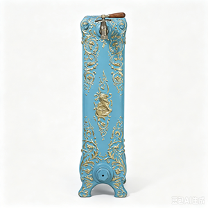 <span class=keywords><strong>Radiateur</strong></span> de chauffage classique vintage <span class=keywords><strong>en</strong></span> <span class=keywords><strong>fonte</strong></span> à 4 sections, 31 pouces de haut, thermostatique, à poser au sol, peinture bleue et or, à économie d'énergie - Product Image 3