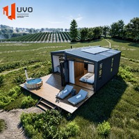 Casa Contenedor Prefabricada con Techo Inclinado UVO, Villa Modular, Cabaña, Hotel, Resort, Airbnb, ADU, Casa Pequeña de Lujo, Resort, CE, AS, NZS, US, AU
