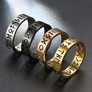 Viching 6mm nordico Norse Rune anello da uomo in acciaio inossidabile lettera cava metallo <span class=keywords><strong>Rock</strong></span> <span class=keywords><strong>Band</strong></span> anello festa nuziale gioielli regali - Product Image 5