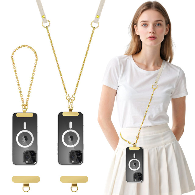 Universal Phone Crossbody Lanyard Phone Chain Anti-Theft Adjustable Neck Strap & iPhone Wrist Strap PU Leather