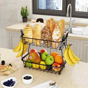 2-Tier Metal Wire <b>Basket</b> Countertop Fruit and Vegetable <b>Storage</b> Bowl <b>for</b> Bread Snacks Veggies - Product Image 5