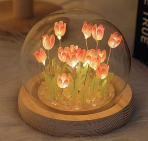 S52 regalos de novia tulipán luz de noche hecha a mano 20 flor simulada Led Lámpara decorativa acogedora atmósfera luz para dormitorio - Product Image 1