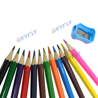 Ensemble de crayons de couleur en bois avec logo personnalisé 12 couleurs pour dessin Ensemble de crayons de couleur en forme pour écolier