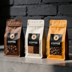 Sacs d'emballage pour café à fond plat, personnalisés avec logo, 250g 500g, avec valve et fermeture éclair, pour café et thé, vente en gros - Product Image 1