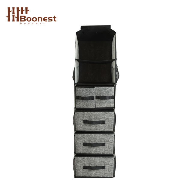 High Quality 5 Divisible Drawers Greynonwoven Fabric Hanging Closet Organizer for Closet Storage Organizer
