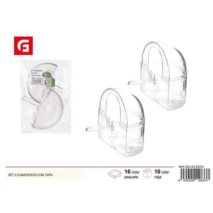 Set of 2 pet feeders with lids - Pet accessories