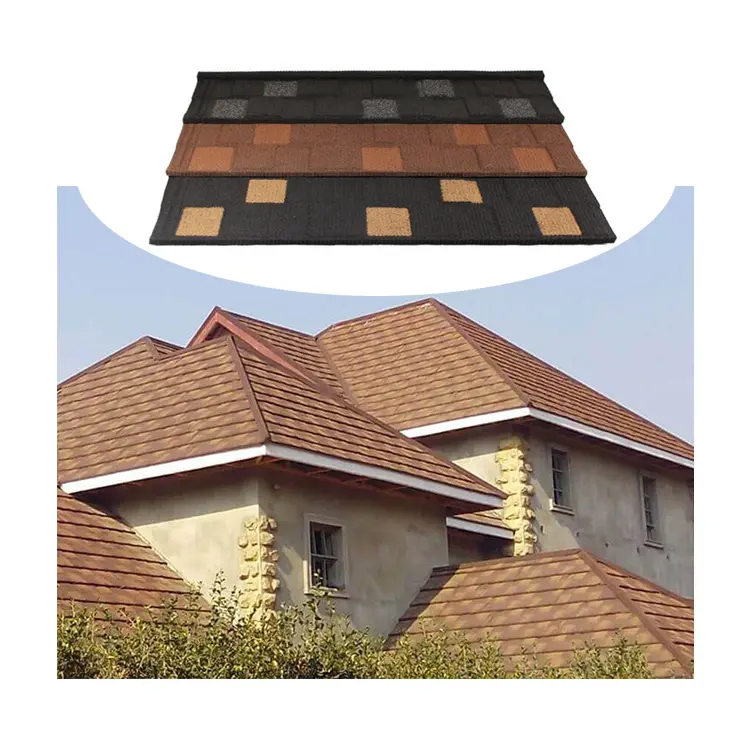 Roof Tiles 0.4mm Stone Coated Roofing Tile Metal Asphalt Shingles Roof Tile From China