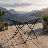 Table pliante ultra-légère taille M, noire, pour camping, en acier carbone haute résistance, pour jardin, fête, pique-nique, mobilier d'extérieur