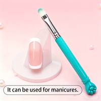 Pinceau à lèvres et à ongles 2-en-1 en forme de patte de chat, en poils synthétiques, pour masque et baume à lèvres, maquillage et nail art, portable