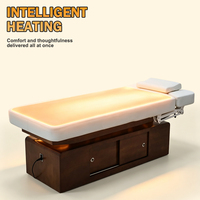 Table de soin électrique de luxe à 4 moteurs, chauffante, avec dossier réglable en hauteur, pour esthétique, spa, soins du visage et extensions de cils, avec armoire de rangement