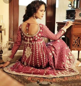 Robe de soirée indienne/pakistanaise au design magnifique et élégant, longueur au sol, pour mariage, avec broderie lourde en zardozi - 2019 - Product Image 5