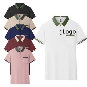 Chemise pour homme avec logo personnalisé, 190g, 100% polyester, anti-plis, col contrasté, manches courtes, tissu satiné, imprimé coloré, golf - Product Image 1