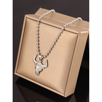 Collier pendentif homme acier inoxydable crâne de taureau Animal punk tendance taurus zodiaque amulette bijoux cadeau d'anniversaire pour lui et elle
