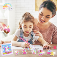 Peinture Diamant 5D Luhua Art pour Enfants, Style Libre, Licorne, Dessin Animé, Cadre en Bois Massif, Plateau Rond, Ensemble Porte-clés Fait Main