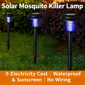 Lampe solaire LED d'extérieur à piquet, étanche IP65, anti-insectes, lumière UV blanche froide, piège à moustiques et mouches pour patio, jardin, été - Product Image 3