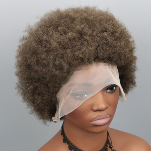 Perruque Lace Front 13x4 Marron Afro Kinky Curly en <span class=keywords><strong>Cheveux</strong></span> Humains Vierges Brésiliens Remy avec Dentelle Transparente pour un Aspect Naturel - Product Image 5