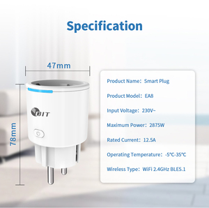 Muestra <span class=keywords><strong>gratis</strong></span> 12A UE Custom Smart Plug Alexa Google Home Smart Power Socket <span class=keywords><strong>2</strong></span> Pin Plug Wifi Energy Monitor Timer - Product Image 3