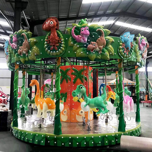 Magnifique carrousel vert pour parcs d'attractions intérieurs et extérieurs, manège à chevaux, carrousel dinosaure à vendre - Product Image 4