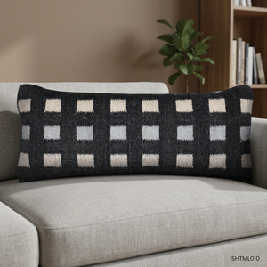 Funda de Cojín Cuadrada Hometex Moderna Negra con Rayas Tejidas Jacquard, Cierre de Cremallera, 100% Algodón, Nórdica, Ecológica, para Cojín Lumbar - Product Image 5