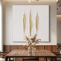Peinture à l'huile abstraite moderne de luxe, feuille d'or, peinte à la main, texture 3D épaisse, plâtre blanc, toile coupée, taille personnalisable