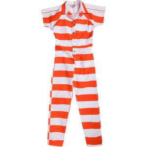 Combinaison de travail bon marché à boutons-pression, manches courtes, haute résistance, résistante aux déchirures, imprimé rayé pour prisonnier - Product Image 4