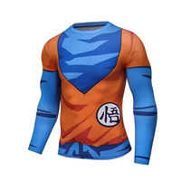 T-shirt de sport à manches longues imprimé numériquement, motif anime japonais Vegeta Goku Super Saiyan, protection anti-UV 3D, en Spandex/Polyester, personnalisé pour Cosplay