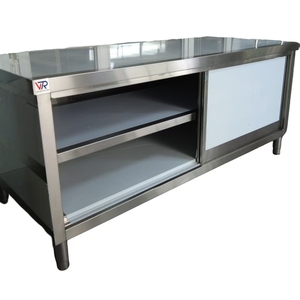 Armoire de cuisine en acier inoxydable Victory Kitchen avec porte coulissante, réglage de la hauteur, trou pour déchets, équipement de boulangerie, utilisation en restaurant, modèle - Product Image 1