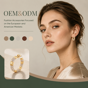 Pendientes de Aro en Forma de C Segmentados Personalizados para Pedidos Grandes, Chapados en Oro con Incrustaciones de Zirconia, Joyería de Lujo Hipoalergénica para Uso Diario para Mujer - Product Image 1