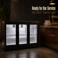 Réfrigérateur commercial à 3 portes vitrées, refroidissement par ventilateur, vitrine réfrigérée pour boissons avec étagères réglables pour restaurant et bar