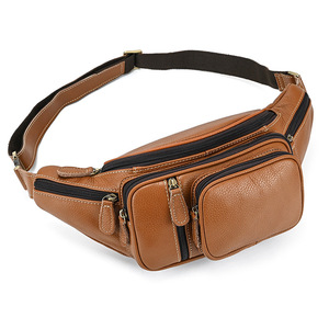 HUMERPAUL classico marsupio da uomo Vintage marsupio in vera pelle Multi-funzione tracolla petto Pack per viaggi all'aperto vita durevole - Product Image 4