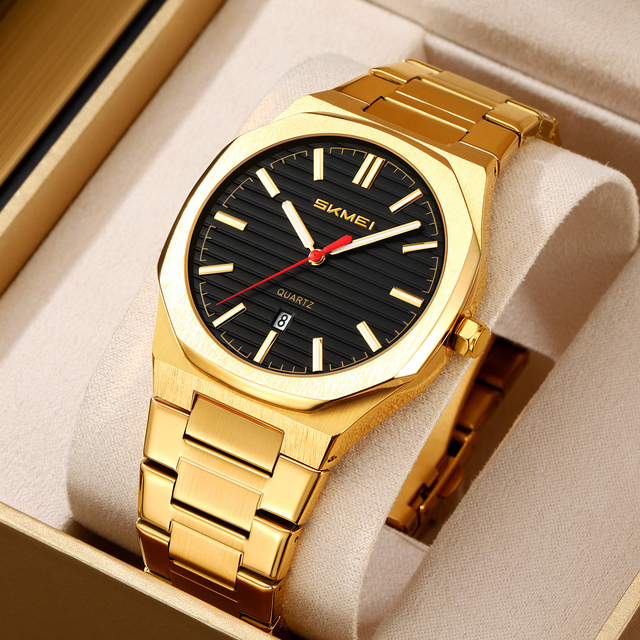 SKMEI 9397 Men's Stainless Steel Wrist Watch With Date Display 3ATM Waterproof Quartz Fashion Business Style OEM Custom Logo