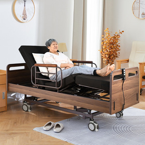 Lit d'hôpital électrique réglable en hauteur, en bois massif, avec accoudoirs, pour usage en chambre de personnes âgées - Product Image 4