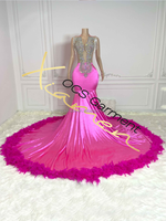 Robes de Soirée de Bal Longues Rose à Strass Élevés Ocstrade 2024 Robes Maxi Femme