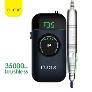 LUGX 609 Máquina de perfuração de unhas profissional sem escova para unhas, acrílico forte e portátil sem fio, personalizado 35000 rpm