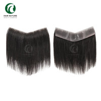 2.5cm x 16cm, 4cm x 18cm PU peau mince front hommes toupet cheveux humains frange frange pour hommes