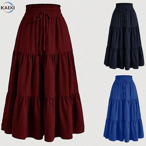 <span class=keywords><strong>Falda</strong></span> Midi Bohemio de Verano Europeo-Americano 2025 al por Mayor, <span class=keywords><strong>Falda</strong></span> Elegante de Dama con Capas y Corte en A Fluida - Product Image 1