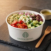 Bol à salade en papier de 1300 ml, jetable, pour emporter, logo personnalisé, vente en gros, faible MOQ