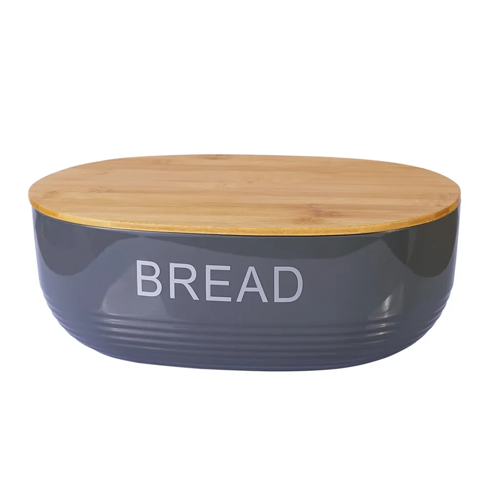 कस्टम लोगो रसोई बांस कवर ढक्कन छोटे काटने बोर्ड प्लास्टिक खाद्य कंटेनर के लिए रोटी बॉक्स बिन