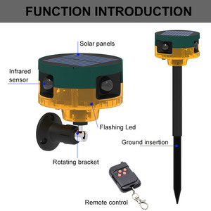 Năng lượng mặt trời động vật Repeller Chuột Repeller chim Repeller không dây RF báo động còi báo động với 13 được xây dựng trong âm thanh & điều khiển từ xa - Product Image 6