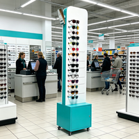 Présentoir à lunettes autoportant avec armoire verrouillable et roulettes, support d'affichage personnalisé pour magasin de détail