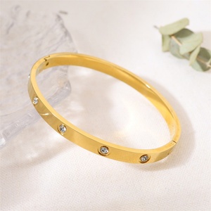 Fine Minimalist Jewelry Luxury Gold Stainless Steel <b>Bracelets</b> Zircon <b>Bangle</b> <b>Bracelets</b> for Women - Product Image 2