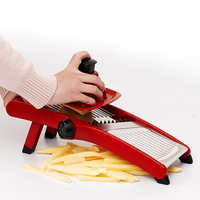 Verstelbare handmatige mandoline-snijmachine van roestvrij staal voor gebruik in de keuken met veiligheidshouder, milieuvriendelijke fruit- en groentegereedschap